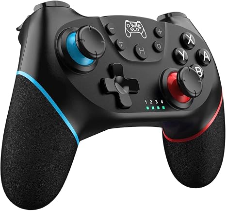 Sefitopher Switch Controller für Switch 2/Switch/Switch OLED/Switch Lite Wireless Switch Pro Controller mit Double Shock 6-Achsen Gyroskop und Turbo Funktion (Schwarz mit Roten Streifen)