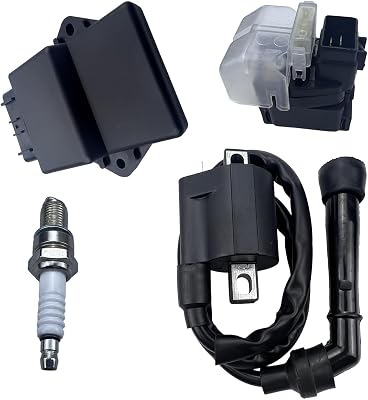 CDI Box Fits for Suzuki Quadsport Z400 LTZ400 LTZ400Z 2003-2004 Replace Part No. 32900-07G00 49-5352 160-02054 9900-5142 with Starter Solenoid Relay&Ignition Coil and Spark Plug