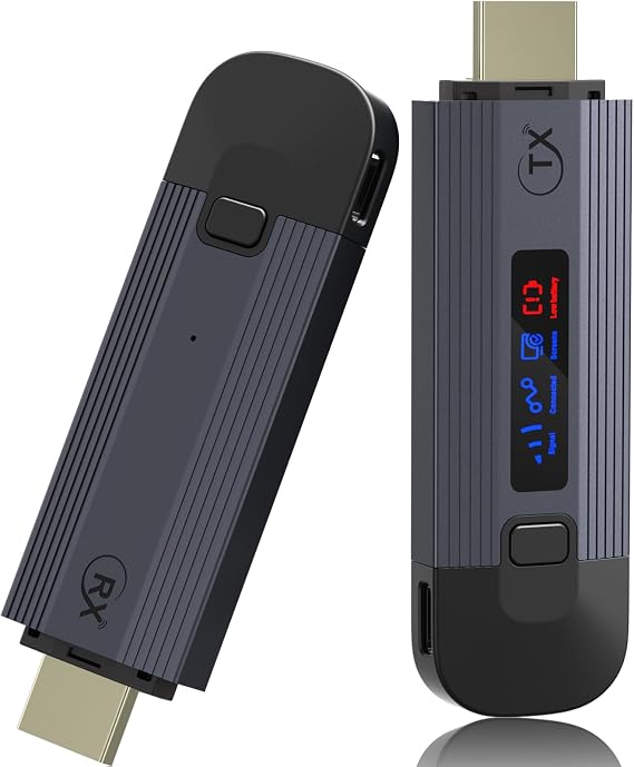 Wireless HDMI Transmitter and Receiver 4K, Metal Housing Portable Wireless HDMI Extender Kit with LED Display, 2.4G/5G Plug &amp; Play HDMI Wireless Streaming Video from Laptop/TV Box to Monitor/HDTV