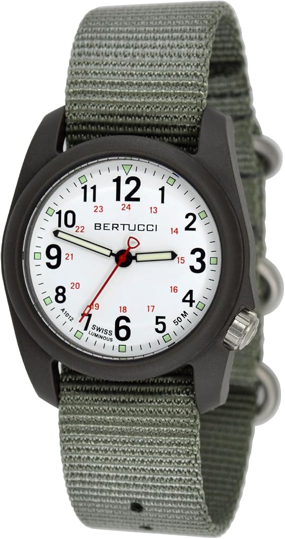 BERTUCCI Field Watch - DX3 FieldTM - White Dial/Dk. Olive Case/Defender Drab Nylon Band 11019