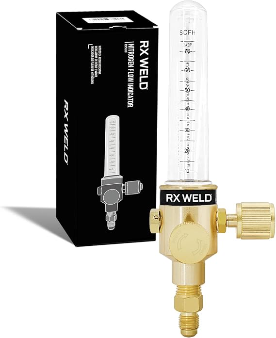 RX WELD Nitrogen Flow Indicator 1/4" SAE Flare Inlet and Outlet 50PSI