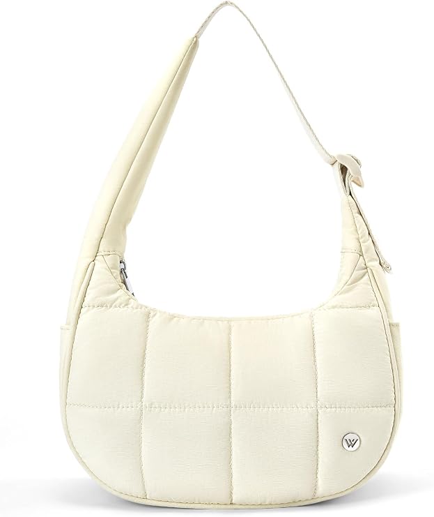 WESTBRONCO Small Puffer Crescent Bag Nylon Shoulder Bag for Women