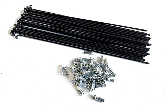 Bicycle Spokes E-Bike Bicycle 13G High-Carbon Steel Spokes and /130/137/190/204/209/210/214/220/243/250 Mm Knitting for Mountain Bike 700C Wheels (Color : Black 13G 130mm 5set)