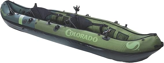 Sevylor Colorado 2-Person Inflatable Fishing Kayak Complete with Paddle & Rod Holders Adjustable Seats and Carry Handle; Kayak Can Fit Trolling Motor