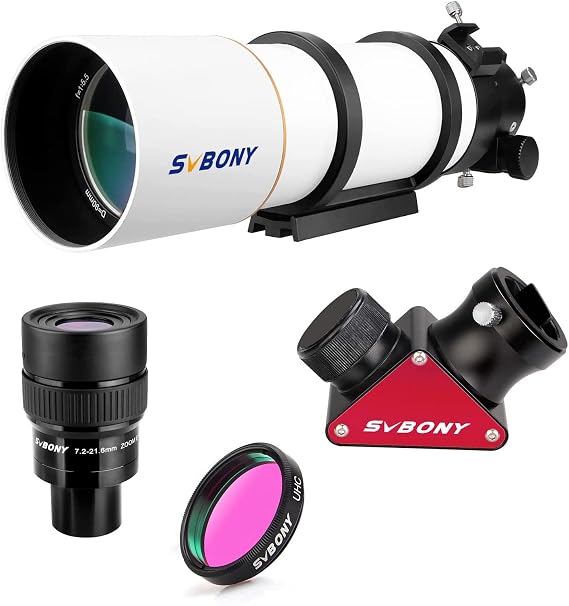 SVBONY SV48P Telescope 90mm, Bundle with SV191 Zoom Eyepiece, SV188P Dielectric Mirror Star Diagonal, 1.25 inches UHC Filter, Vision Deep Sky Kit