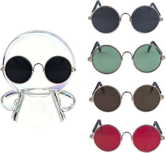 Glasses for 17cm Doll(No Dolls), Set of 4 Mini Glasses for 3.94-6.7 Inch (10-17 cm) Dolls. Suitable Accessories for Many Doll