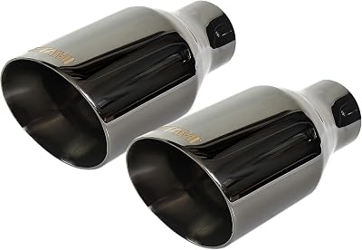 2.5 to 4 NETAMI Exhaust Tip Stainless Steel Double Wall Black Chrome 2 Pack