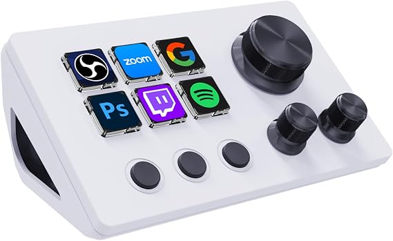 TreasLin VSDinside Streaming Controller Deck Visual Shortcut Keyboard with 12 Customizable Macro Keys to Trigger Actions in OBS Twitch YouTube for Content Creators Streaming Gaming Compatible with PC & Mac N3 White