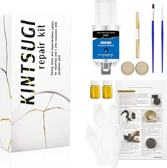 1DFAUL Kintsugi Repair Kit Gold, Japanese Kintsugi Kit Improve Your Ceramic