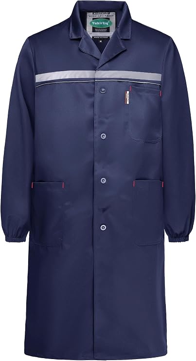 Men's Lab Coats Reflective Long Warehouse Coats DIY Garage Painter Laboratory Coat Scientist Work Smock