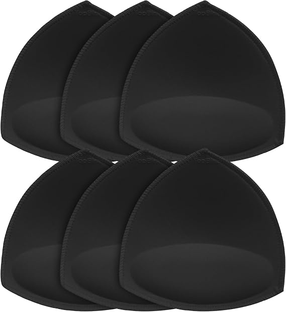 Bra Pads Inserts Women's Sports Cups Removable Bra Replacement Insert for Bikini Swimsuit (D/E 3Black, D/E)