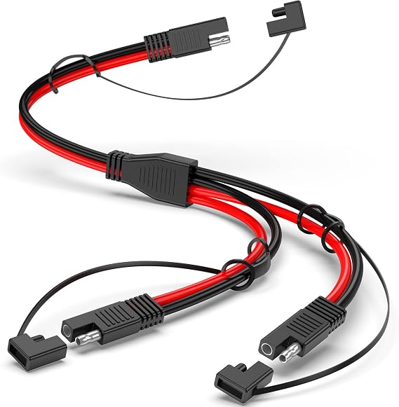 ELECTOP 10AWG SAE Y Splitter Cable SAE Quick Disconnect Connector, 1 to 2 SAE to SAE Extension Cable 2-Way Wire Splitter, SAE DC Power Automotive Adapter Cable SAE Plug for Solar Panel Battery Charger