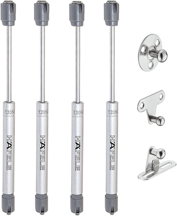 Hafele 120N Hydraulic Shock Absorber Spring Compression Support for Doors Cupboard Gas Piston for Kitchen Furniture Pneumatic Lift Spring Lid Stay Power Pack of 4, Grey, 0