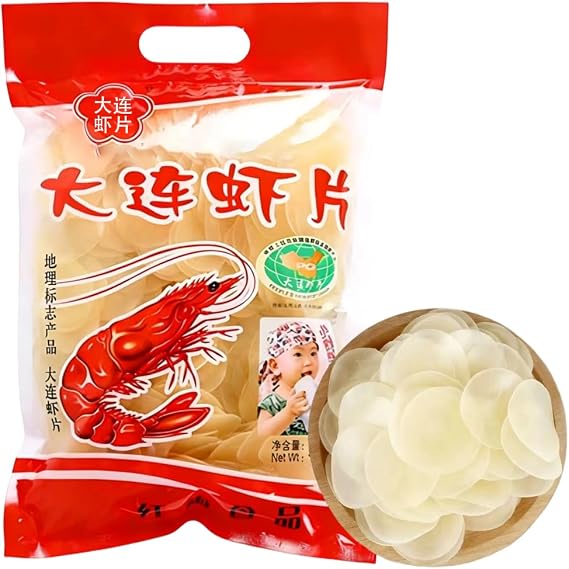 DAMAICHUHAI Raw Uncooked Shrimp Chips | 500g Prawn Crackers | Ready-to-Fry Snack | Asian Seafood Chips | Crunchy Shrimp Snacks for Home Cooking，Prawn Crackers,Shrimp Chips Uncooked