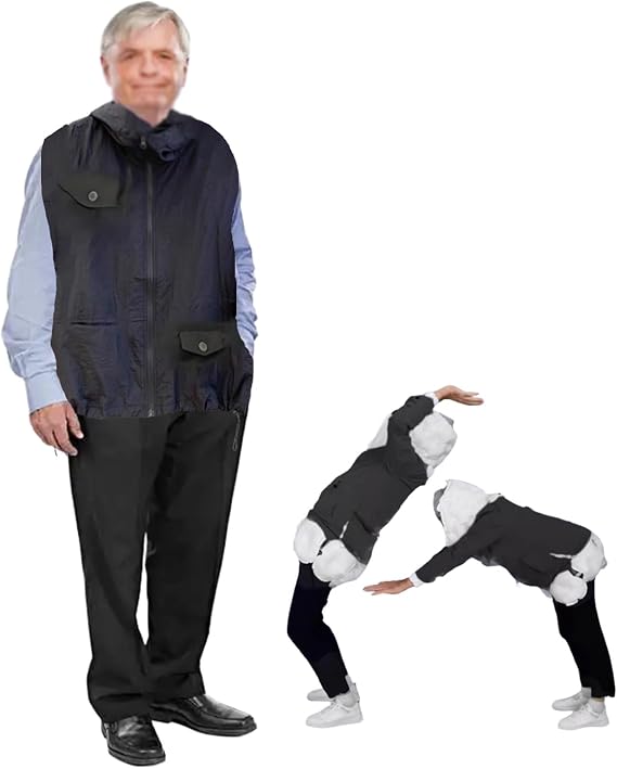 Intelligent Anti-Fall Clothing, App Anti-Fall Airbag Vest, Protective Vest for The Elderly with Remote Monitoring Alarm/Positioning for Help/Sports Recording Functions,Men'ssize:black-M