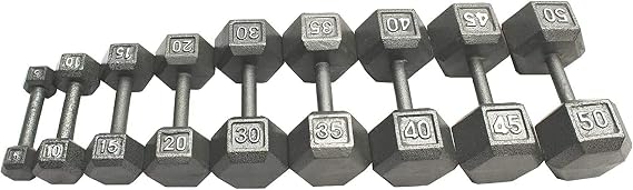 Apollo Athletics 1-Pair Solid Cast Iron Dumbbell, Hexagon Head