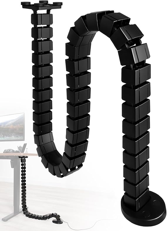 Under Desk Cable Management Spine, Magnetic Wire Organizer Black