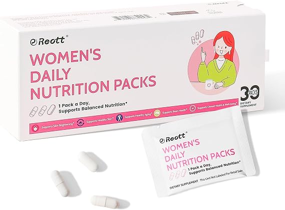 Women's Daily Vitamin Packs with Collagen Peptide, PQQ, 4-IN-1 Multivitamins For Women Health Supports Immune Health, Skin, Brain, Bone Strength & Overall Well-Being, 30-Day Travel Essentials Supply