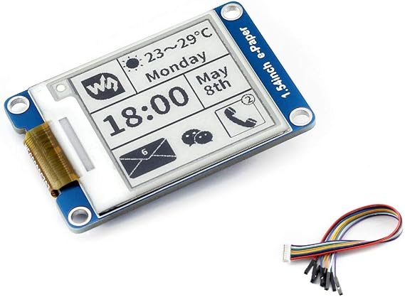 1.54inch E-paper Display Module 200x200 Resolution 3.3V/5V Two-Color E-ink Display epaper Screen for Raspberry Pi/Jetson Nano/Arduino/Nucleo Support Partial Refresh, SPI Interface