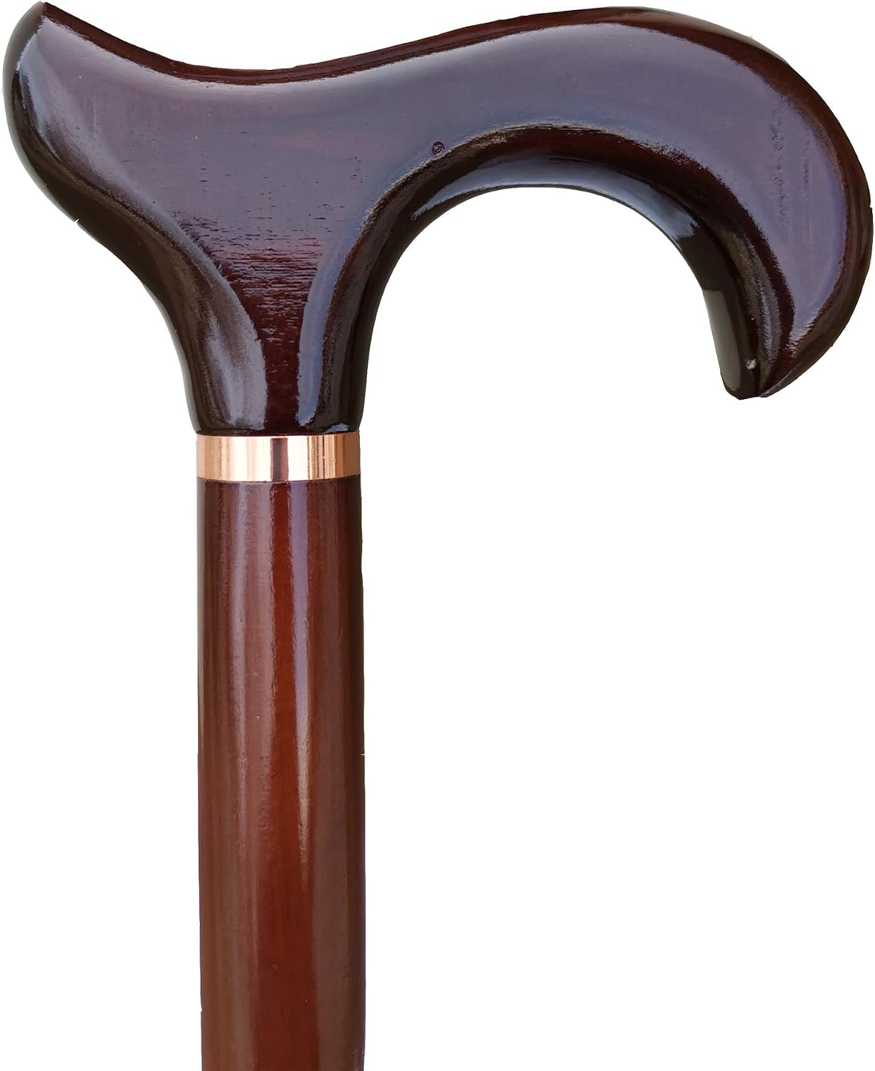 Gents Wooden Derby Cane with Collar Walking Stick in Dark Brown Wood Stain 94cm 37" Height
