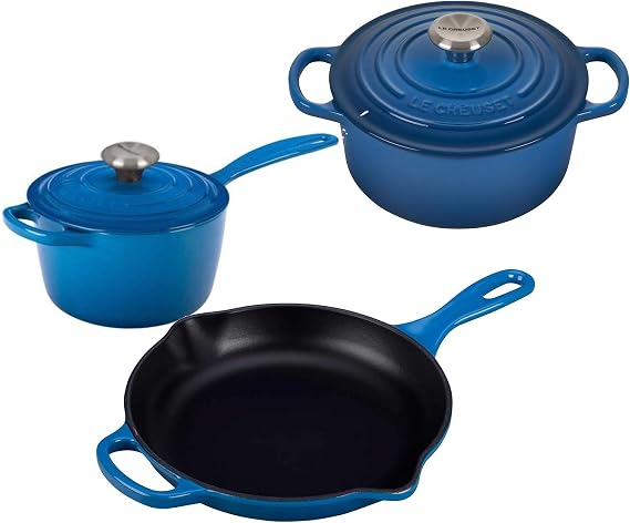 Le Creuset 5 Piece Enameled Cast-Iron SS Knob Condo Cookware Set - Marseille
