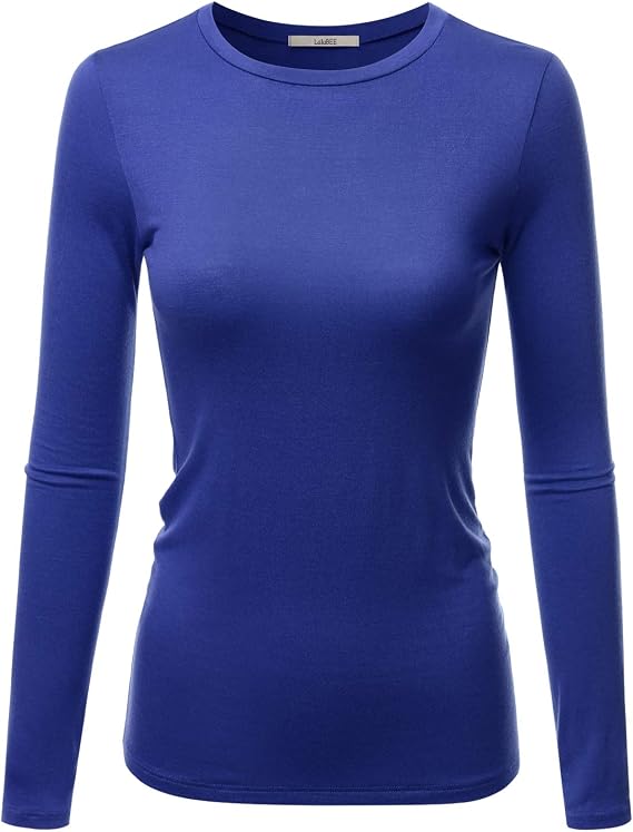 LALABEE Women's Casual Long Sleeve Crewneck Stretch Slim Fit Basic Top T-Shirt