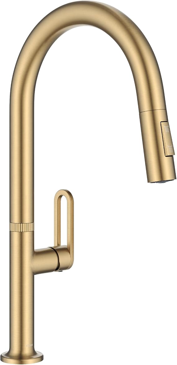 KRAUS Spot Free Brushed Brass Pull Down Kitchen Faucet KPF-2850SFBB