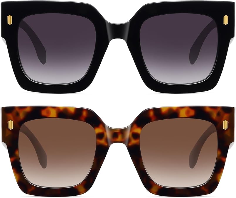 STORYCOAST Retro Square Sunglasses for Women Men Trendy Oversized Sunnies Big Shades