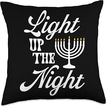 The Instant Message Light Up The Night Menora Throw Pillow, 18x18, Multicolor
