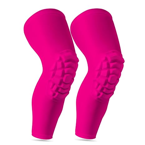 Knee Pads Compression Leg Sleeve Wrestling Volleyball Football Knee Pads, Knee Compression Sleeve for Youth Adult, 1 pair of Knee Sleeves ((#1) Pink-2pcs,Medium)