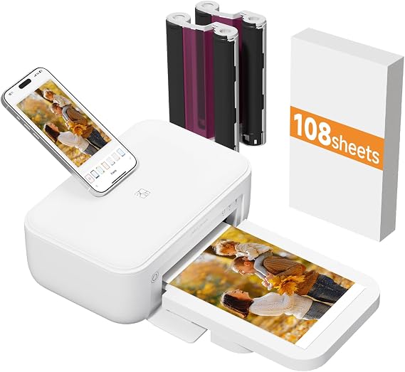 HPRT CP4100 4x6 Portable Photo Printer with 108 Sheets+2 Ribbons, Wi-Fi