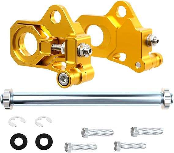 Motorcycle Rear Axle Adjuster Kit Compatible With For Harley Touring Street Glide Road King FLHR 2009-2023 (Gold)