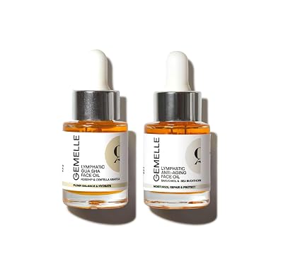 GEMELLE Lymphatic Gua Sha Face Oil  Anti-Aging Face Oil Morning & Night 15ml | Reduce Puffiness, Sculpt, Hydrate, Repair & Protect | Premium Natural Botanical Oil | Use with Gua Sha Facial Tools
