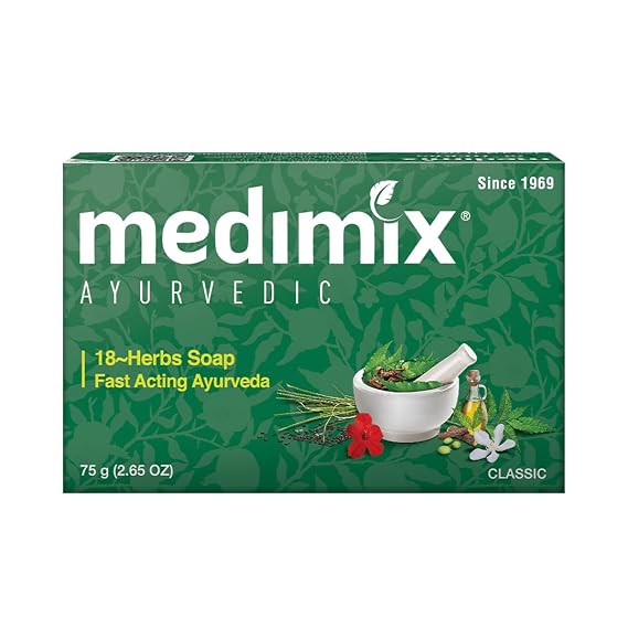 Medimix "Real" Ayurvedic Soap With 18 Herbs - 75 Gram (2.5 Ounce) Bar