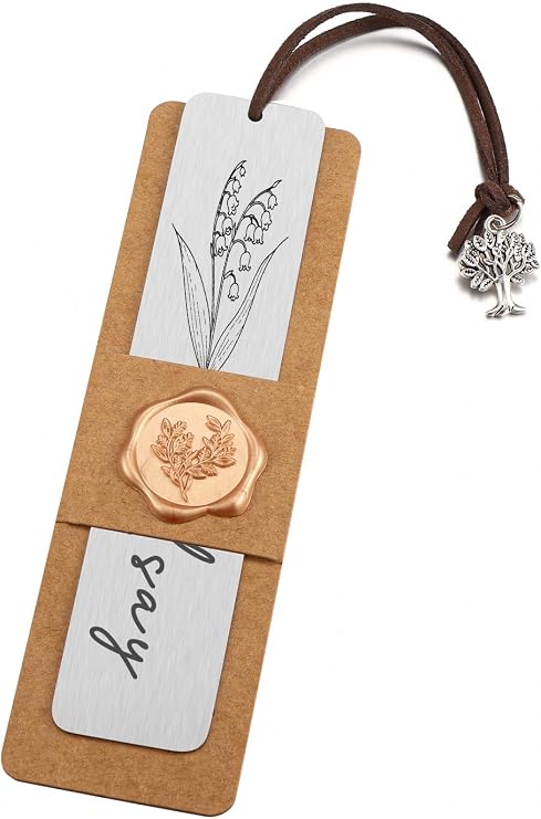 Zysta Personalized Birth Flower Bookmark for Women Custom Name Stainless Steel Bookmark Floral Bookmark with Tassel Custom Back to School Page Marker for Student Reader Birthdays Valentine's Day