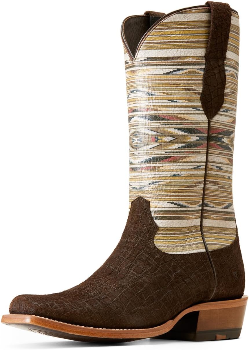 Ariat Mens Futurity Chimayo Chocolate Hippo Print 13in Sante Fe Mustard Top