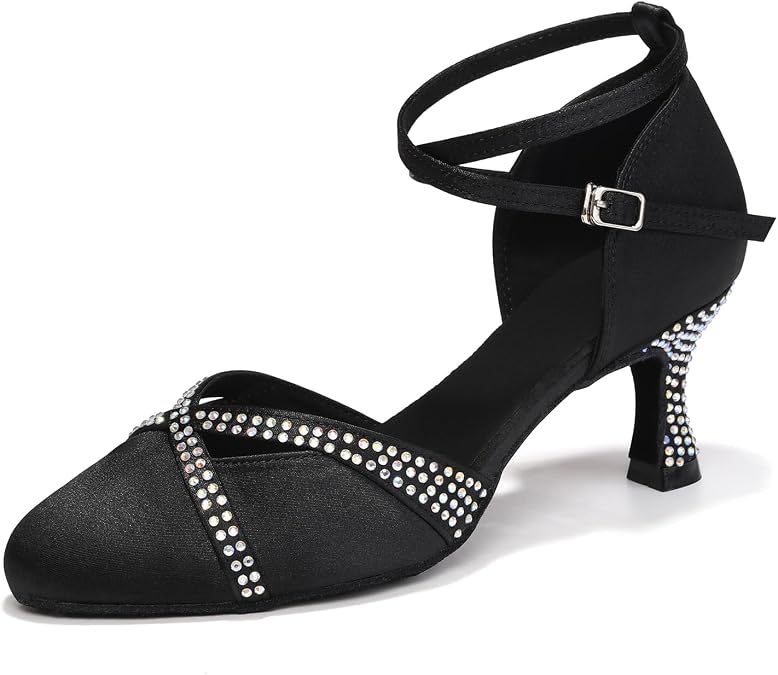 Women's Latin Dance Shoes Closed Toe Rhinestone Dancing Shoes