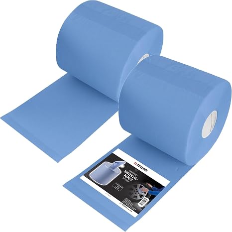 TECPO Cleaning Cloth Roll Blue 2 x 500 Sheets Total 1000 2-Ply Perforated Absorbent Cleaning Roll Paper Roll Cleaning Cloths Cleaning Paper for Commercial Use