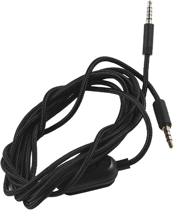 3.5mm AUX Cable for Logitech G Pro X, G233, G433 Headsets with Inline Mute and Volume Control, 6.6ft Nylon for Braided Replacement Cord for Gaming PC Controller Phone(Black)