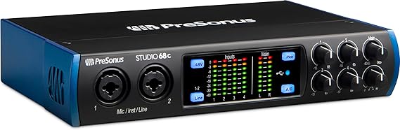 PreSonus Studio 68c 6x6, 192 kHz, USB-C Audio Interface, 4 Mic Pres-4 Line Outs