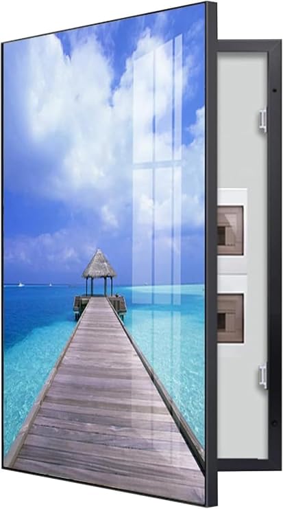 Fuse Box Cover Cabinet, Electrical Panel Cover Decorative Painting, Hide Electric Meter Box Decorative Painting, Wall Mounted Electrical Panel Cover(C(Black),50 * 70cm)