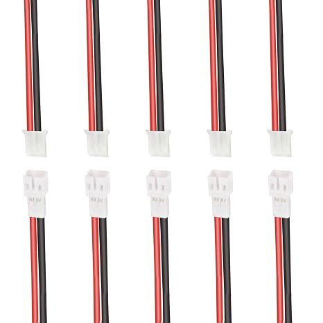 5 Pairs Silicone JST-PH 2.0 Male and Female Connector Cable, SIM&NAT 10cm 20AWG Tiny Whoop Mini JST 2-pin connectors for Battery JJRC H67 H36 Blade Inductrix E010 E013