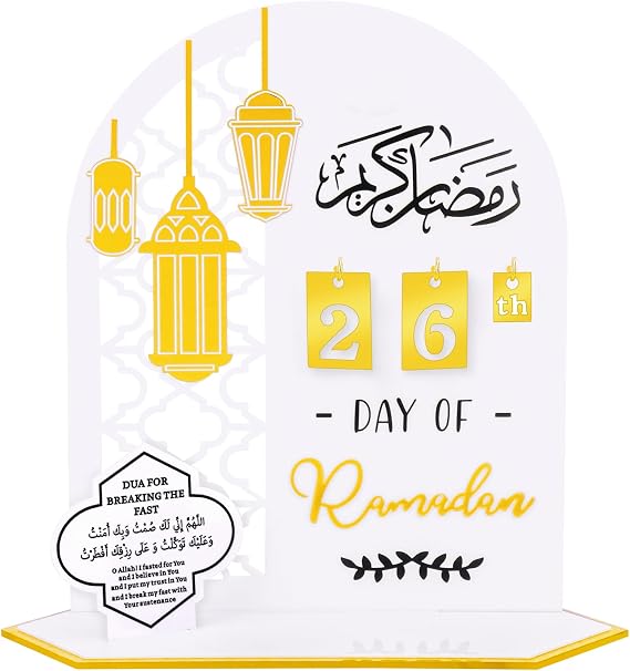 SelfTek Ramadan Advent Calendar, Ramadan Calendar with Dua, 30 Days Til Eid Acrylic Countdown Calendars Mubarak Gifts Decorations for Home