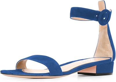 YDN Women Low Heeled Ankle Strap Sandals Open Toe Block Flat Shoe Buckle Size 4-15 US