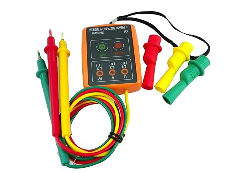 Leaton 3 Phase Sequence Presence Rotation Tester Indicator Detector Meter with LED and Buzzer Tester Phase Indicator 60V~600V AC(3 Phase AC)