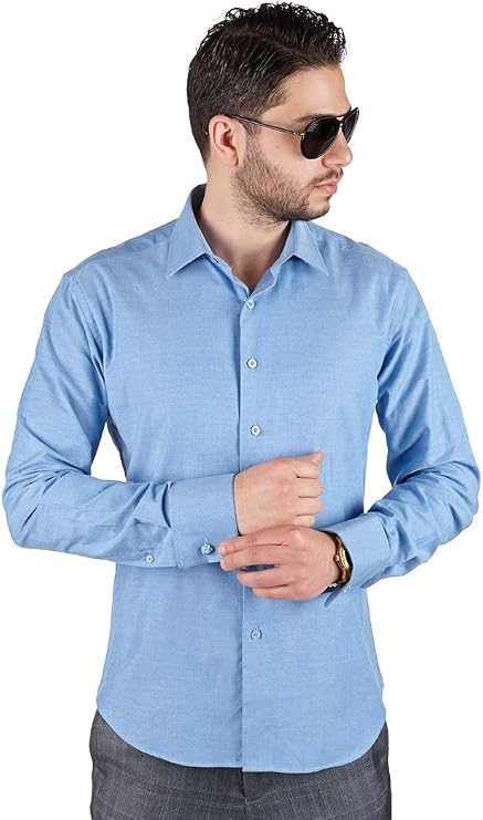 AZAR MAN New Men's French Cuff Tailored Slim Fit Spread Collar Dress Shirts