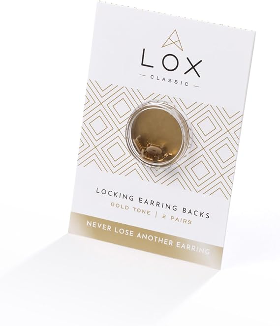 LOX Women's Secure Earring Backs - for All Types of Earrings - Easy to Adjust, Hypoallergenic, Safe and Easy to Use Earring Backs Replacements - 2 Pairs - Gold