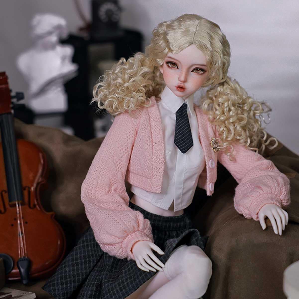 60.5cm BJD Doll 13 American College Style SD Doll 23.8in Flexible Ball Jointed Doll with Full Set Accessories and Makeup Face, Surprise Gift