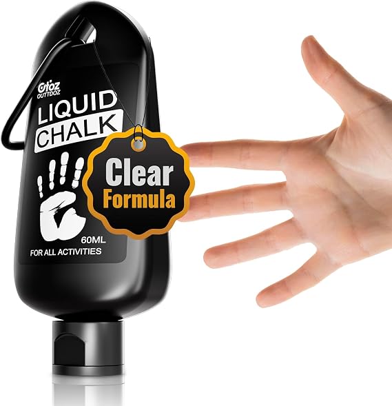 Clear Liquid Chalk 60 ml, Low-Residue Grip for Gym & Climbing | Low-Residue, Quick-Dry Grip for Lifting, Climbing, Pickleball, Shooting Sports & Training