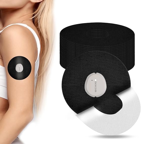 YOUSHARES Dexcom G7 Adhesive Patches(20PCS)- 7-14 Days Long Stay Fixation Monitor Protection, Waterproof Overpatch CGM Stickers for G7,Easy to Use Pre-Cut Adhesive Tape (Black)